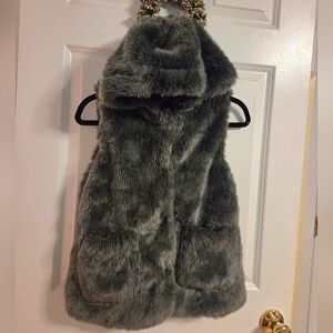 Zara Kids Faux Fur Vest - Olive Green